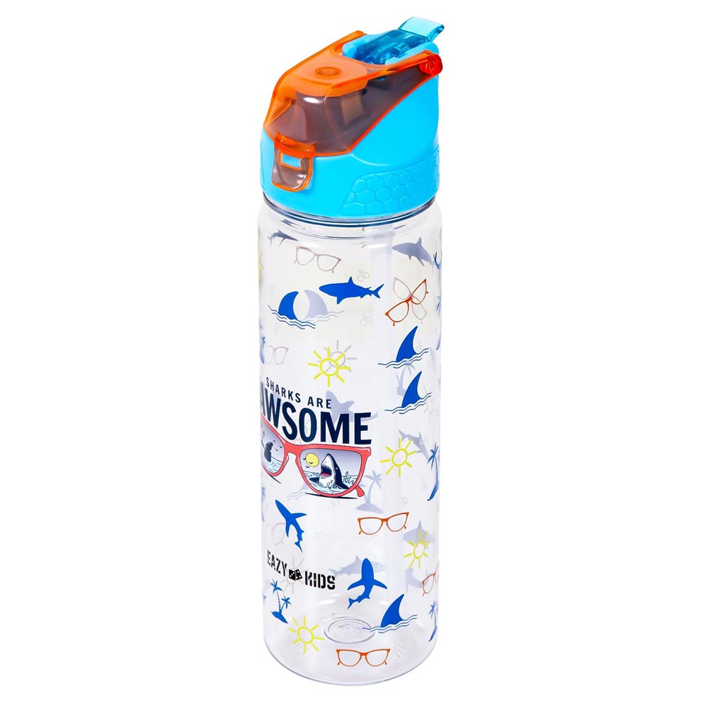 Eazy Kids - 2 - In - 1 Jawsome Shark Tritan Water Bottle - Blue - 650ml