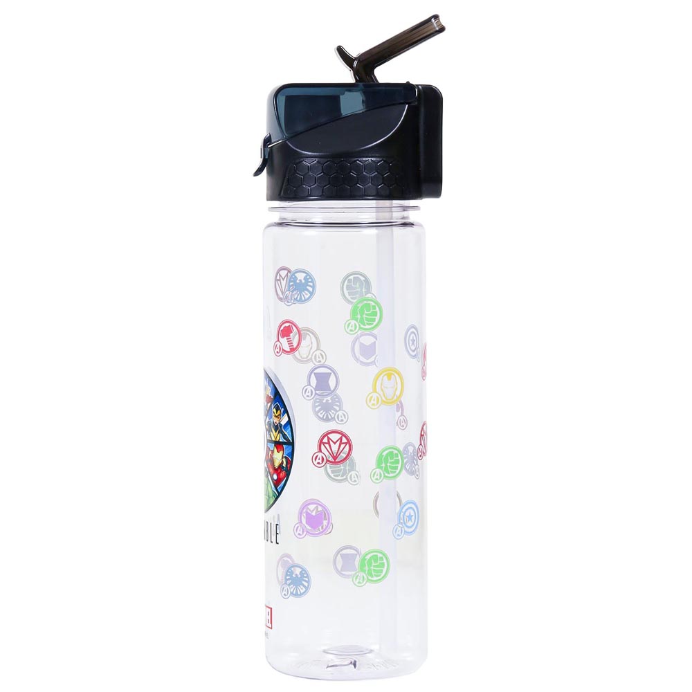Eazy Kids - 2 - In - 1 Marvel Avengers Assemble Water Bottle - Black - 650ml