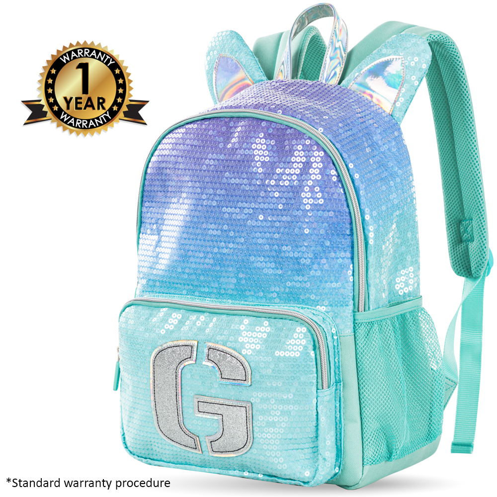 Eazy Kids - Backpack with Lunch & Pencil Bag - Girl Glitter - 17-Inch/43.5cm