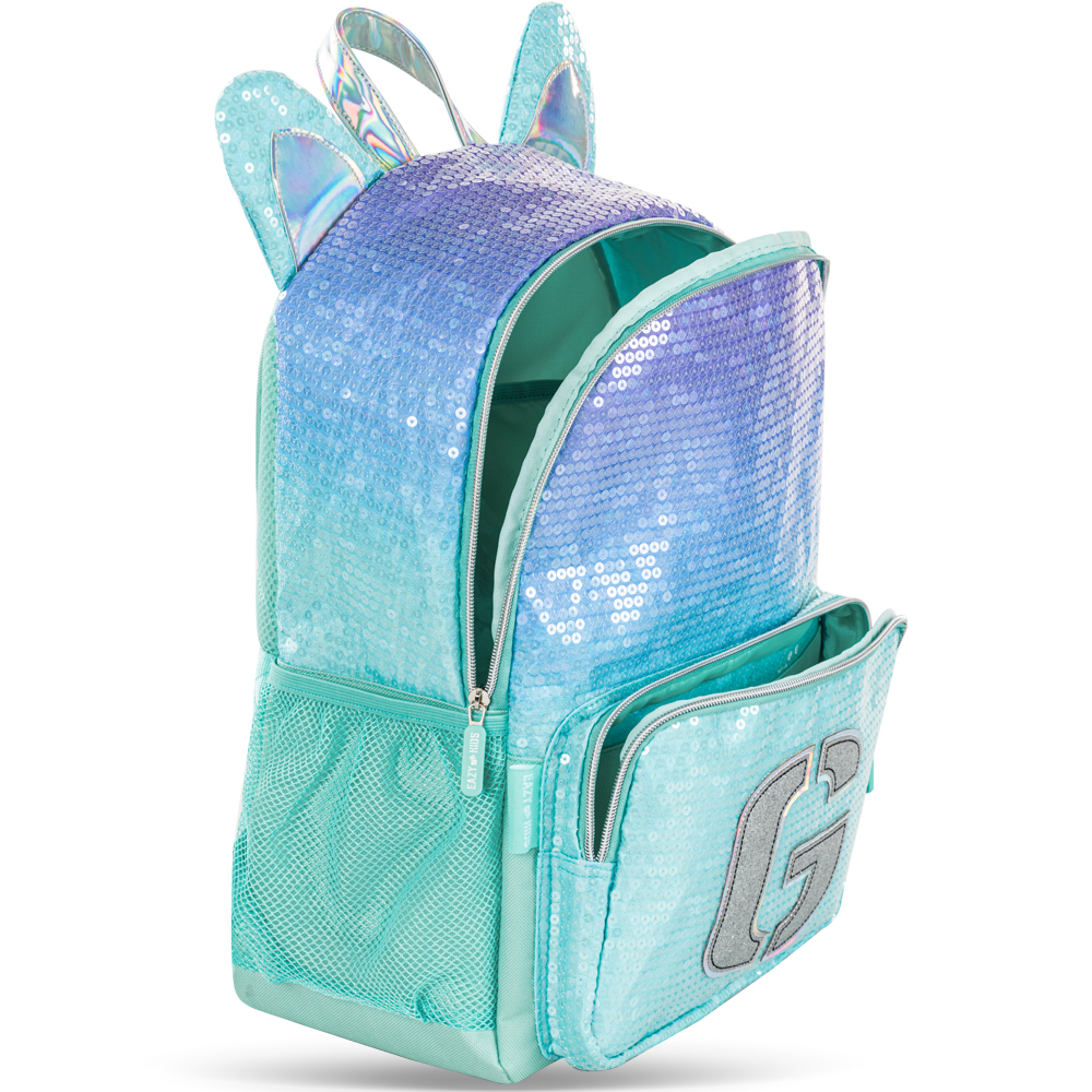 Eazy Kids - Backpack with Lunch & Pencil Bag - Girl Glitter - 17-Inch/43.5cm