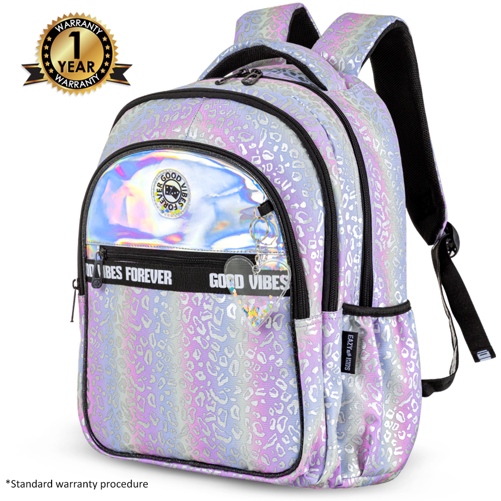 Eazy Kids - School Bag with Lunch & Pencil Bag - Good Vibes - 17-Inch/43.5cm