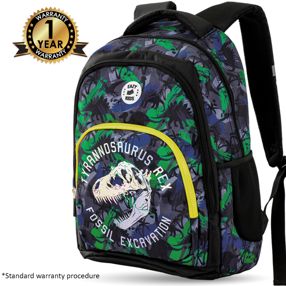 Eazy Kids - Backpack with Lunch Bag & Pencil Case - T-Rex - 17-Inch/43.5cm