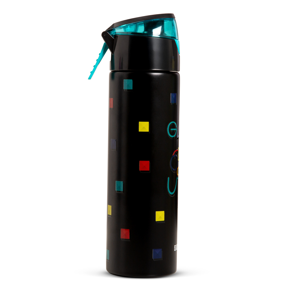 Eazy Kids - Insulated Steel Water Bottle With Spray  640ml - Gamer Black/ Yellow