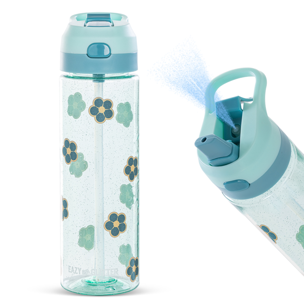 Eazy Kids - Flora Tritan Water Bottle with Spray 750ml - Gitter Green