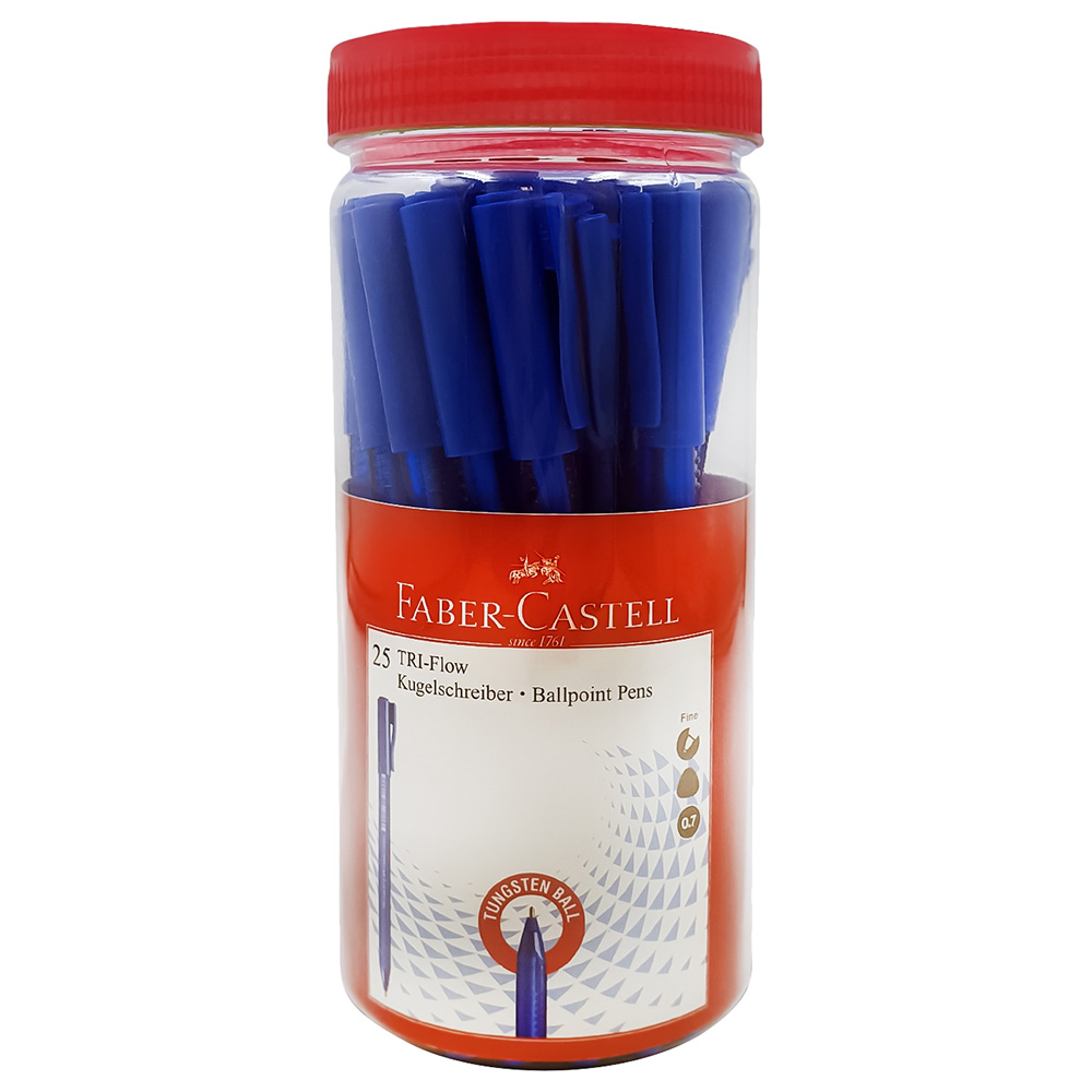 فابر كاستل - قلم حبر جاف ثلاثي التدفق - أزرق - 0.7 مم - 25 قلمًا
