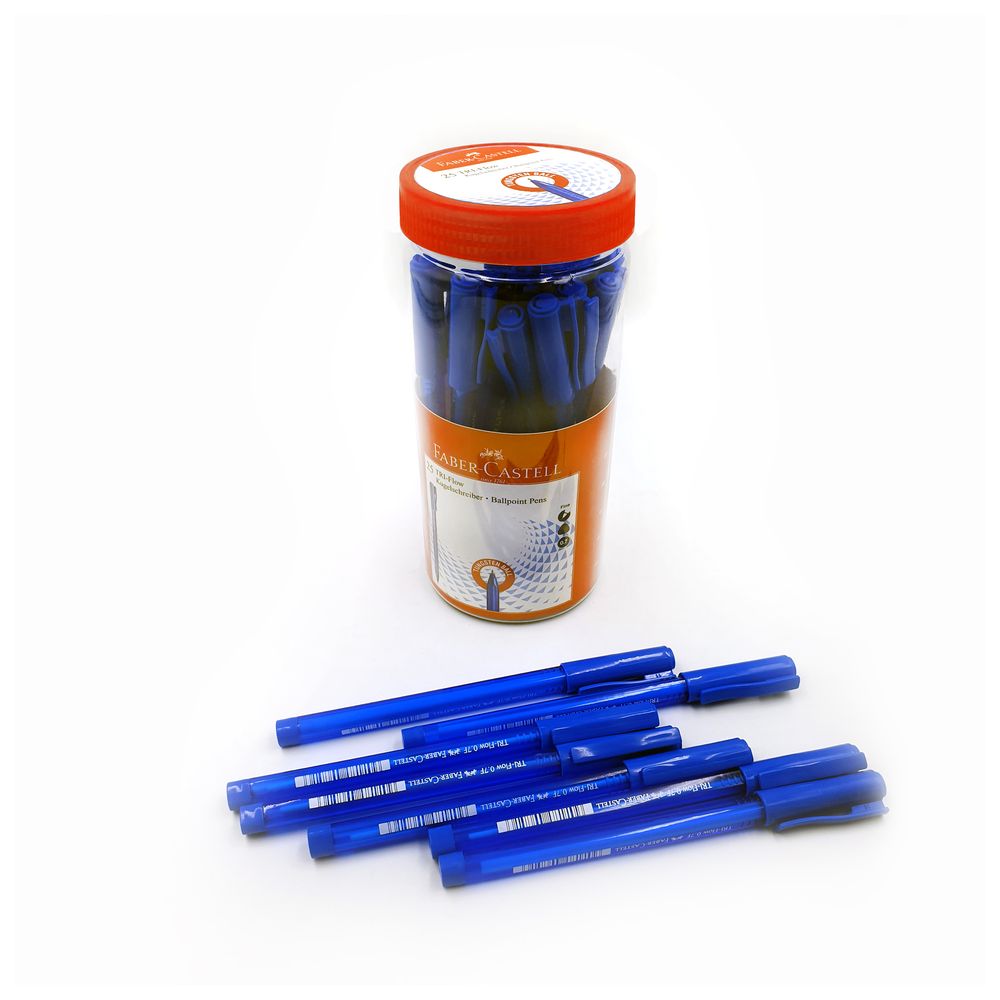 فابر كاستل - قلم حبر جاف ثلاثي التدفق - أزرق - 0.7 مم - 25 قلمًا