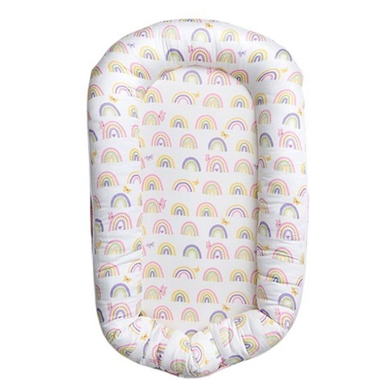 Fancy Fluff Organic Baby Cocoon With Protector - Rainbow Dreams