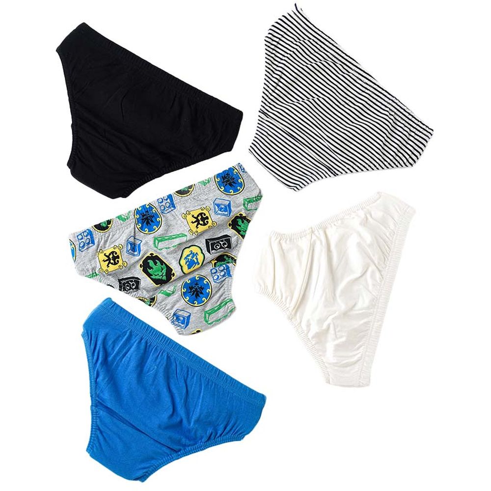 Jam - 5pc-Set - Boy's Soft & Comfortable Briefs - Blue/Black