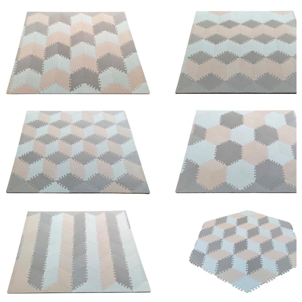 Bumble & Bird BabySafe Play Mat Multi-Shape 52pcs+22 Edges - Peach & Brown