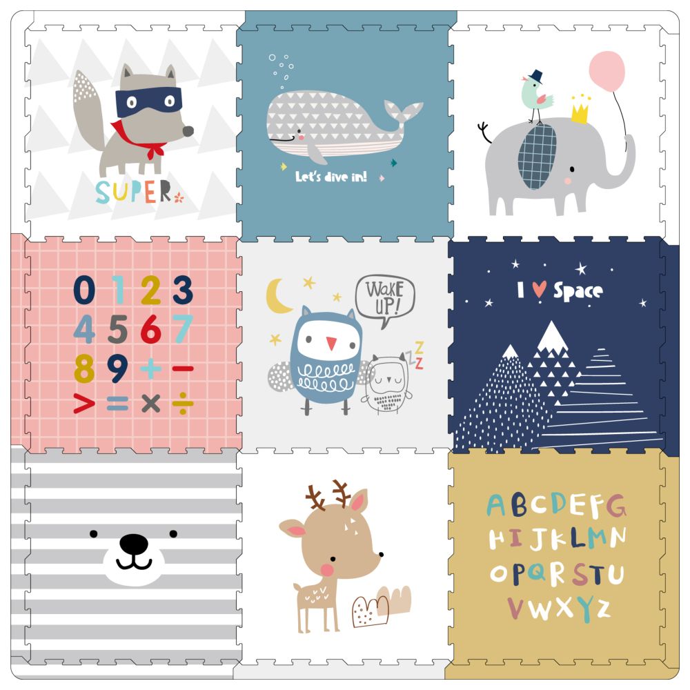 Little Angel Baby Floor Play Mat For Crawling Puzzle Tiles - YelloWithPink