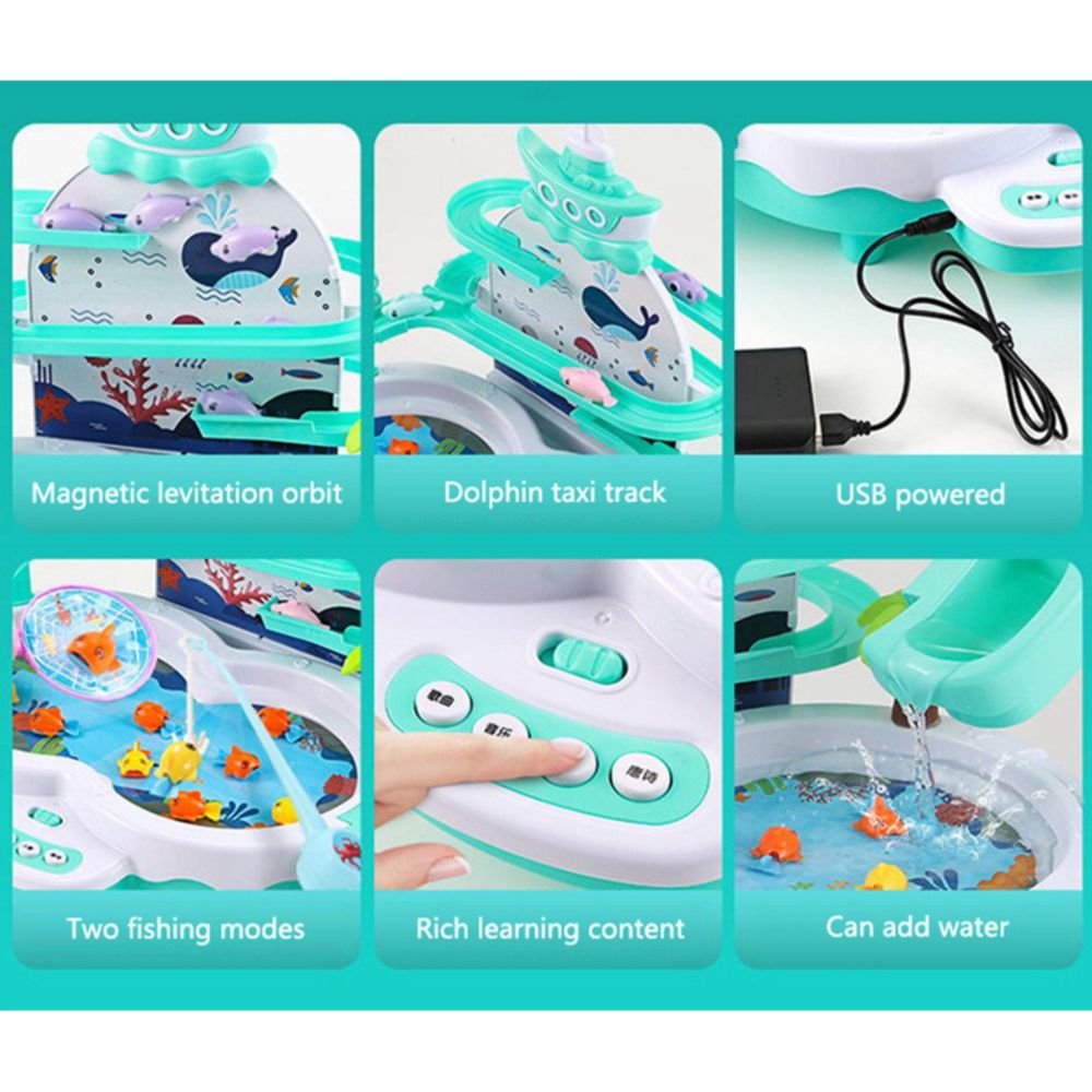 Little Angel Kids Toys Whale Slide & Fishing Game Playset - Green