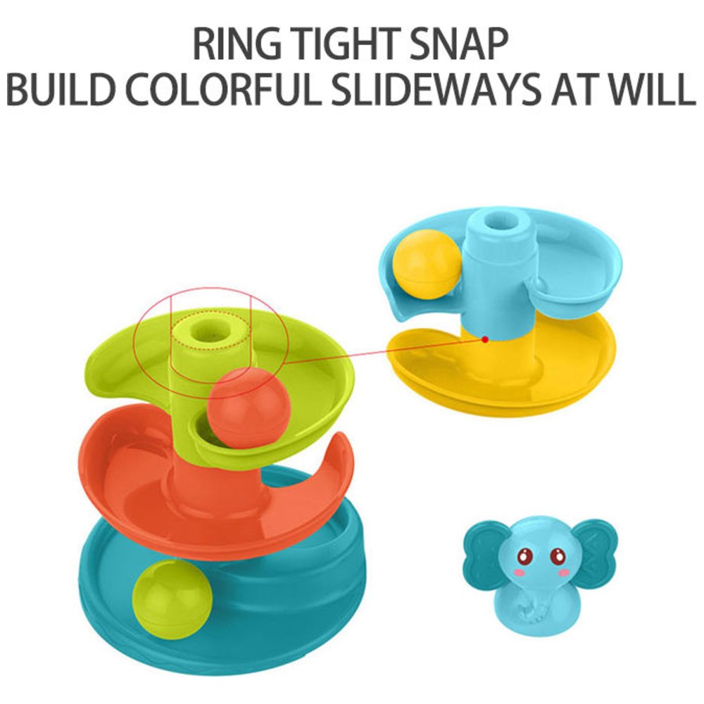 هوانجر - لعبة منحدر على شكل فيل على شكل برج إسقاط كرات الأطفال - متعدد الألوان