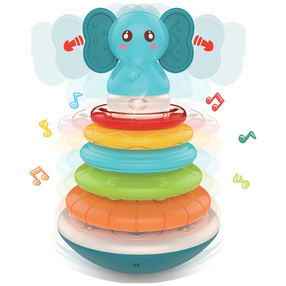 هوانغر - لعبة تعليمية للأطفال مع حلقات تكديس على شكل فيل