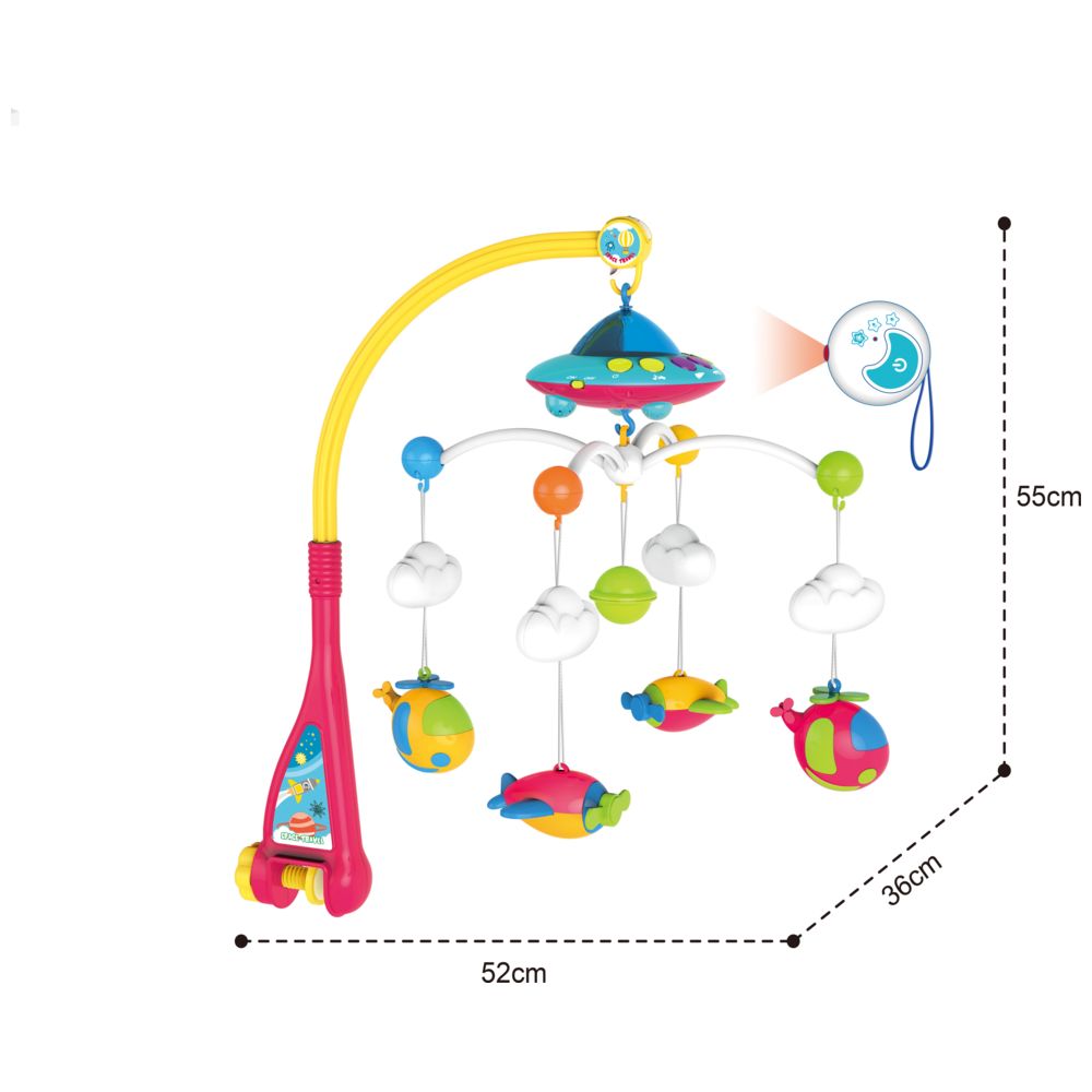 هوانجر - لعبة موسيقية دوارة متحركة لسرير الطفل - متعددة الألوان