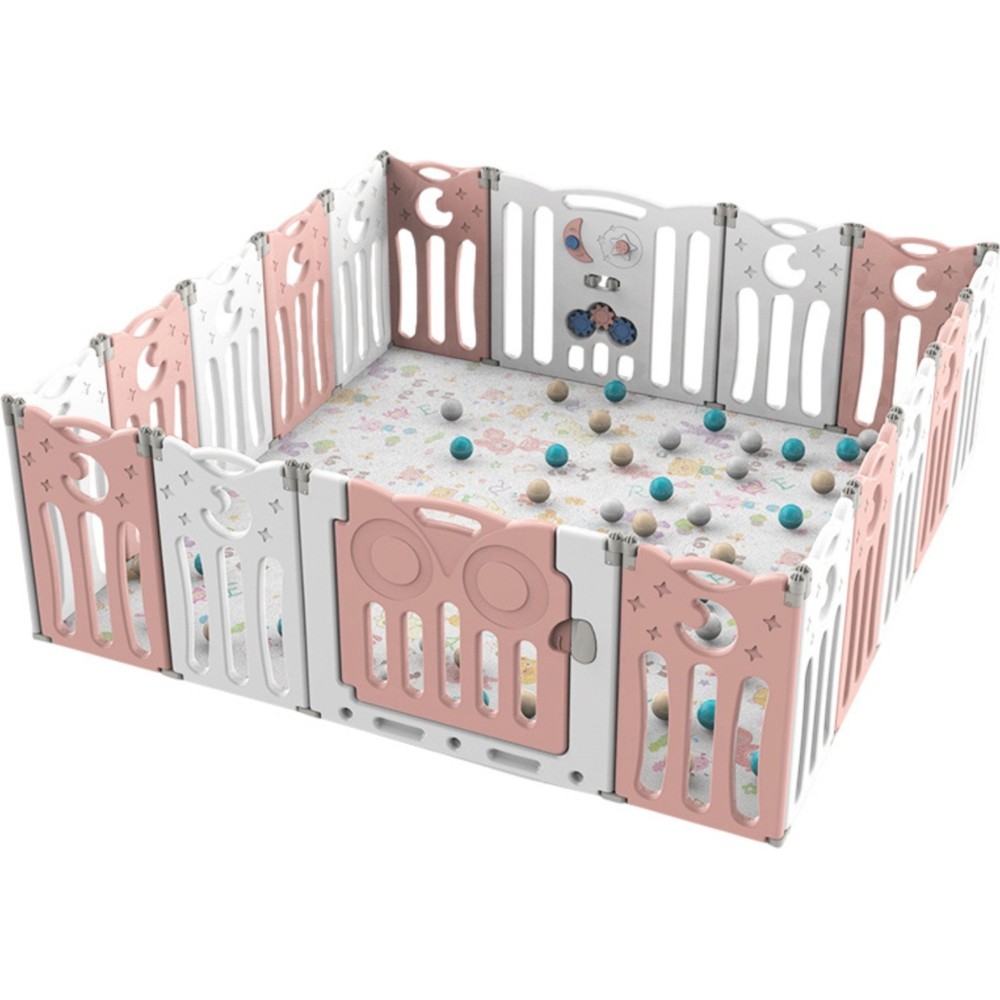 Little Angel Foldable Baby Playpen With Fence For Indoor -Pink
