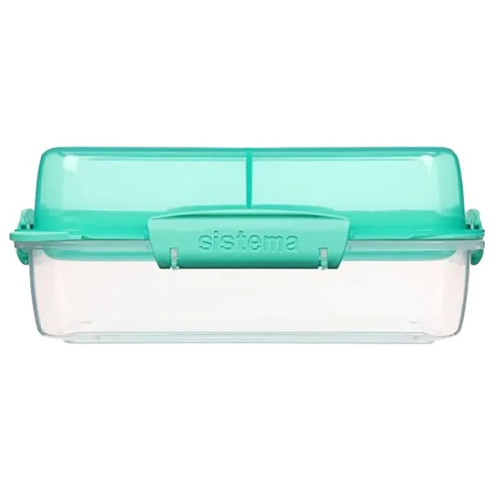 سيستيما - صندوق غداء ستاك تو جو - 3 أقسام - أزرق مخضر - 1.8 لتر