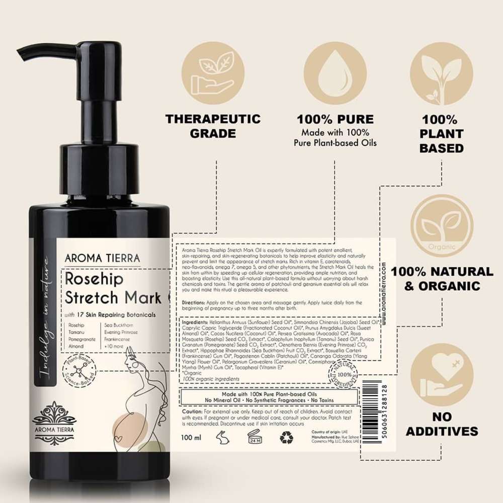 أروما تييرا - زيت ثمر الورد لعلامات التمدد - 100 مل