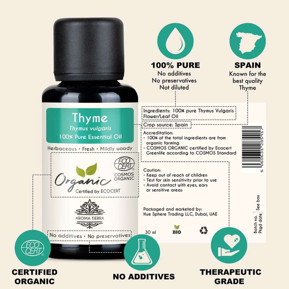 Aroma Tierra - Organic Thyme Essential Oil - 30ml