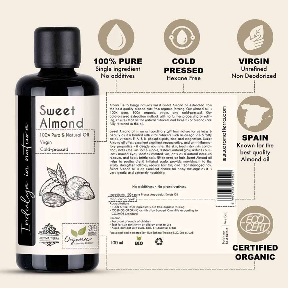Aroma Tierra - Organic Almond Oil - 100ml