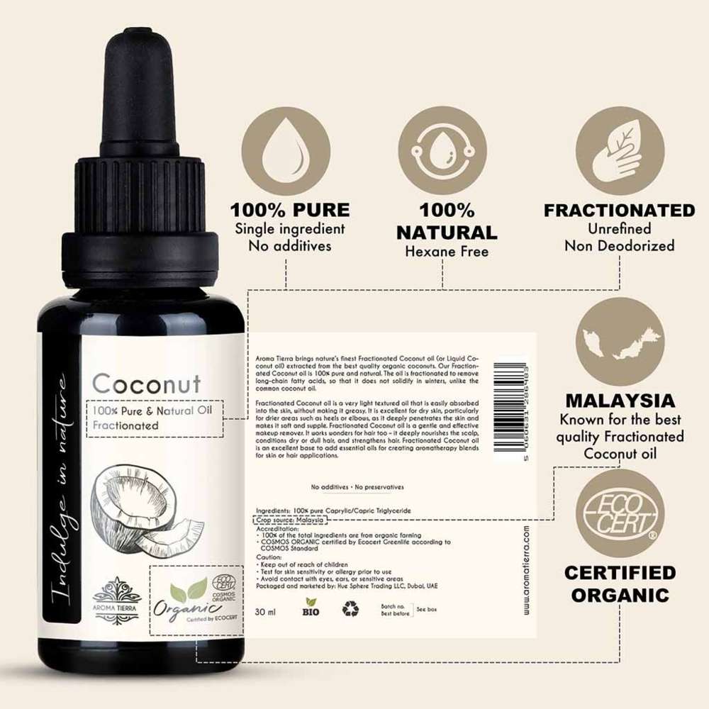 Aroma Tierra - Organic Coconut Oil Fractionated (Mct) - 30ml