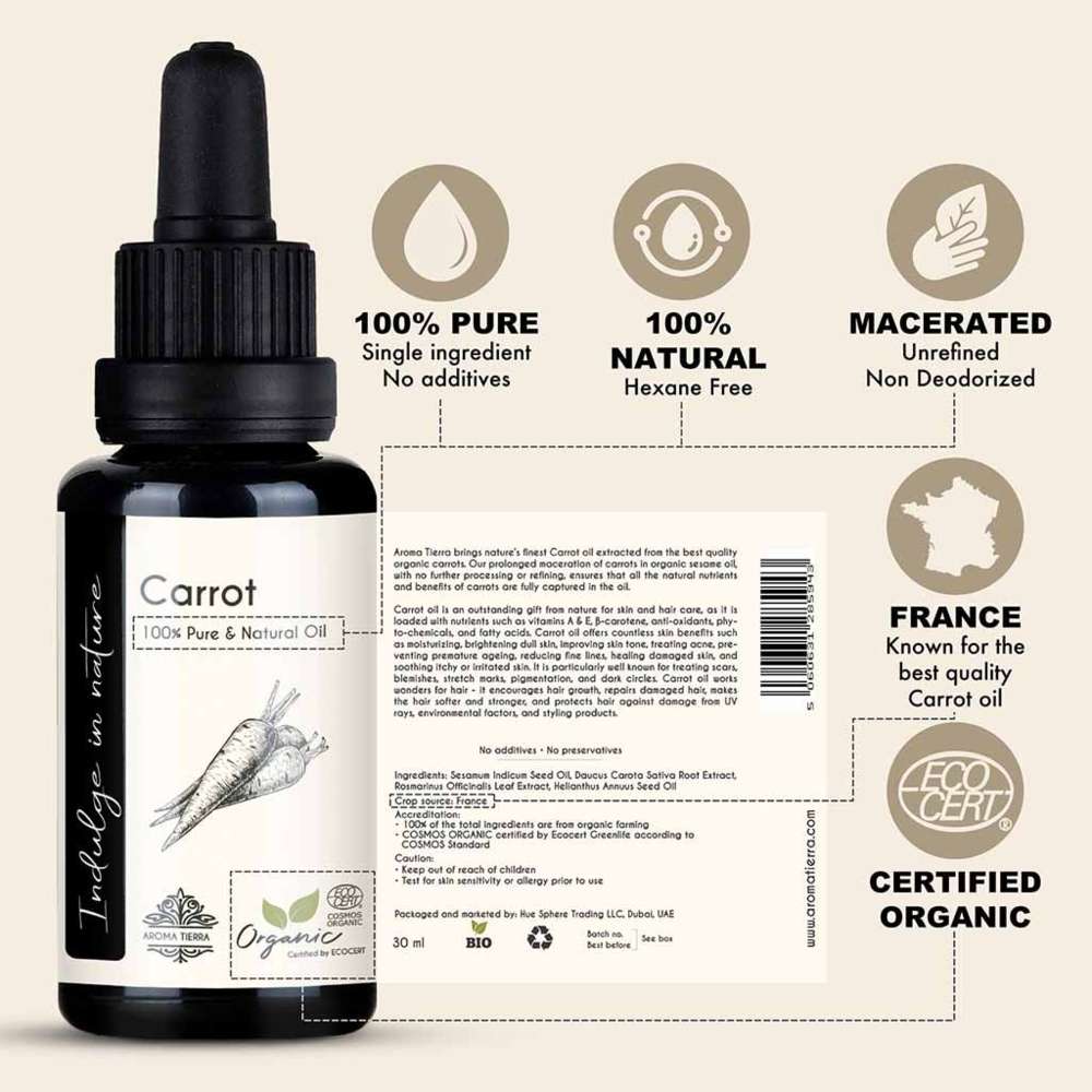 Aroma Tierra - Carrot Oil - Fades Scars - 30ml