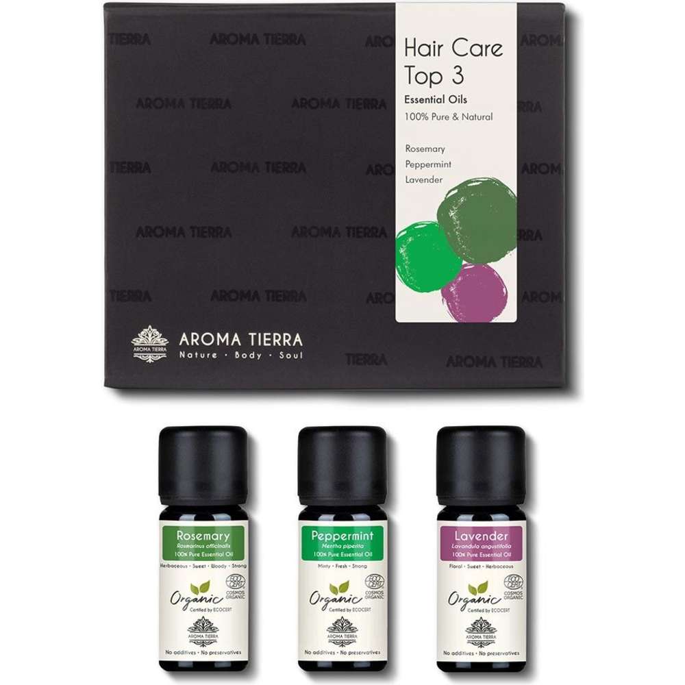 Aroma Tierra - Hair Care Essential Oil Set - Rosemary, Perppermint and Lavender