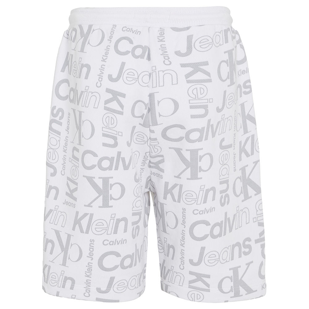كالفن كلاين - شورت قصة مريحة بشعار كامل - أبيض