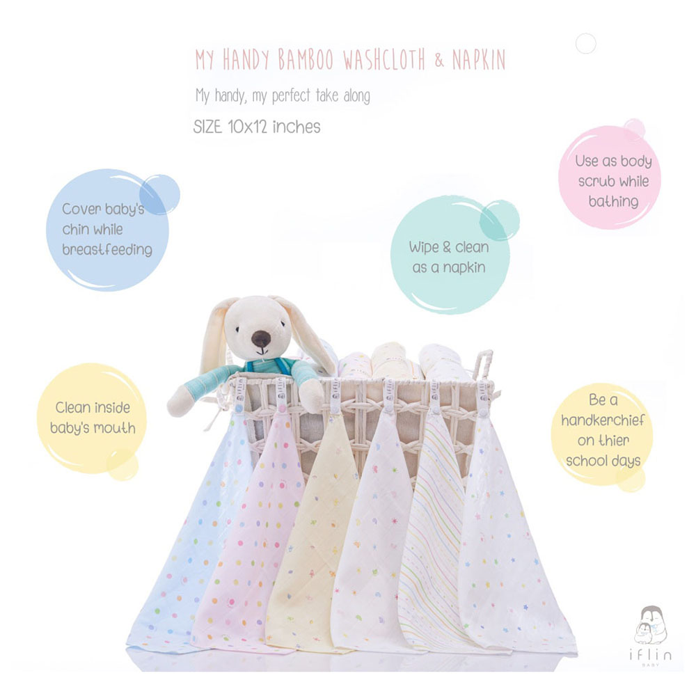 إيفلين بيبي - منشفة صغيرة ومنديل ماي هاندي خيزران - مخطط - عدد 6