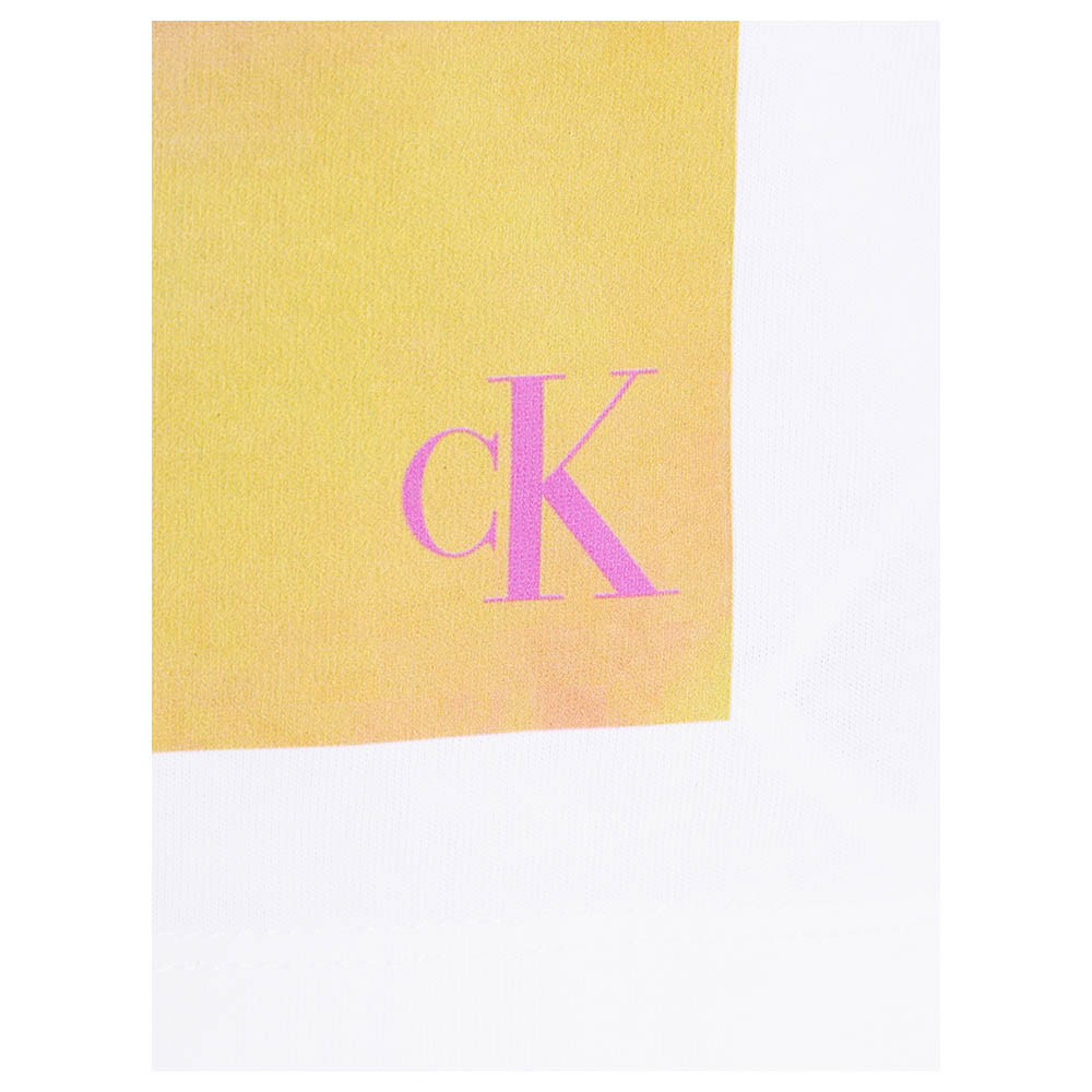 كالفن كلاين - سويت شيرت جرافيكي ملون - أبيض