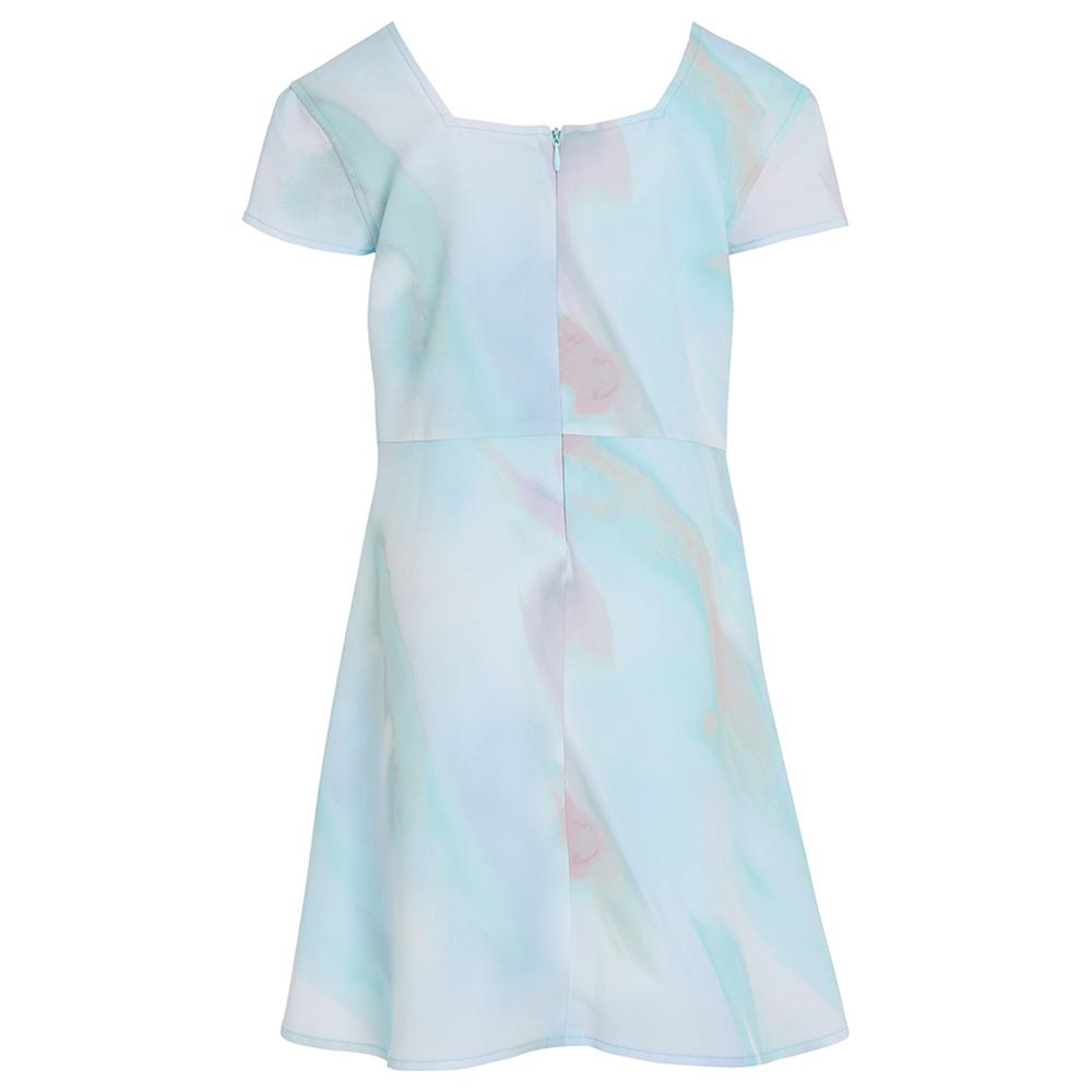 Calvin Klein - Serenity Square Neck Short Sleeves Dress - Blue