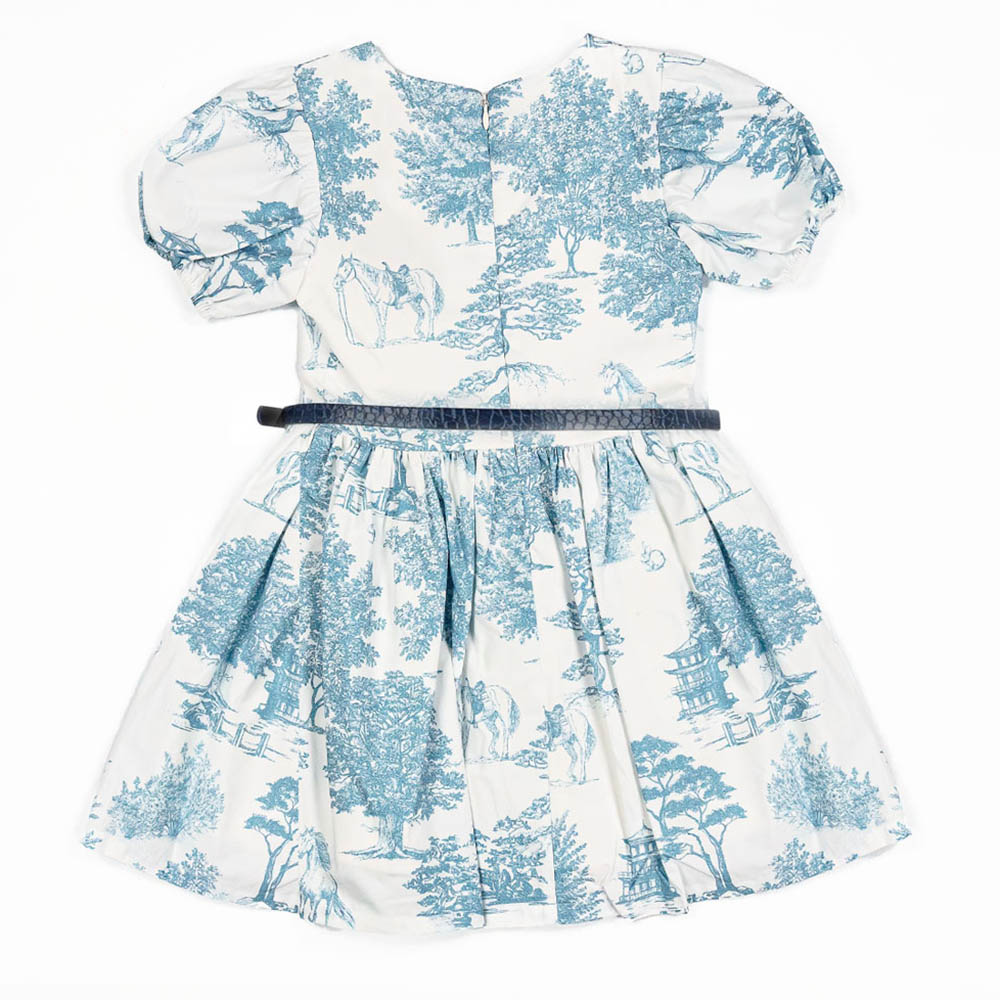 Guess - Girl's Poplin Short Sleeve Printed Dress - Running Horses