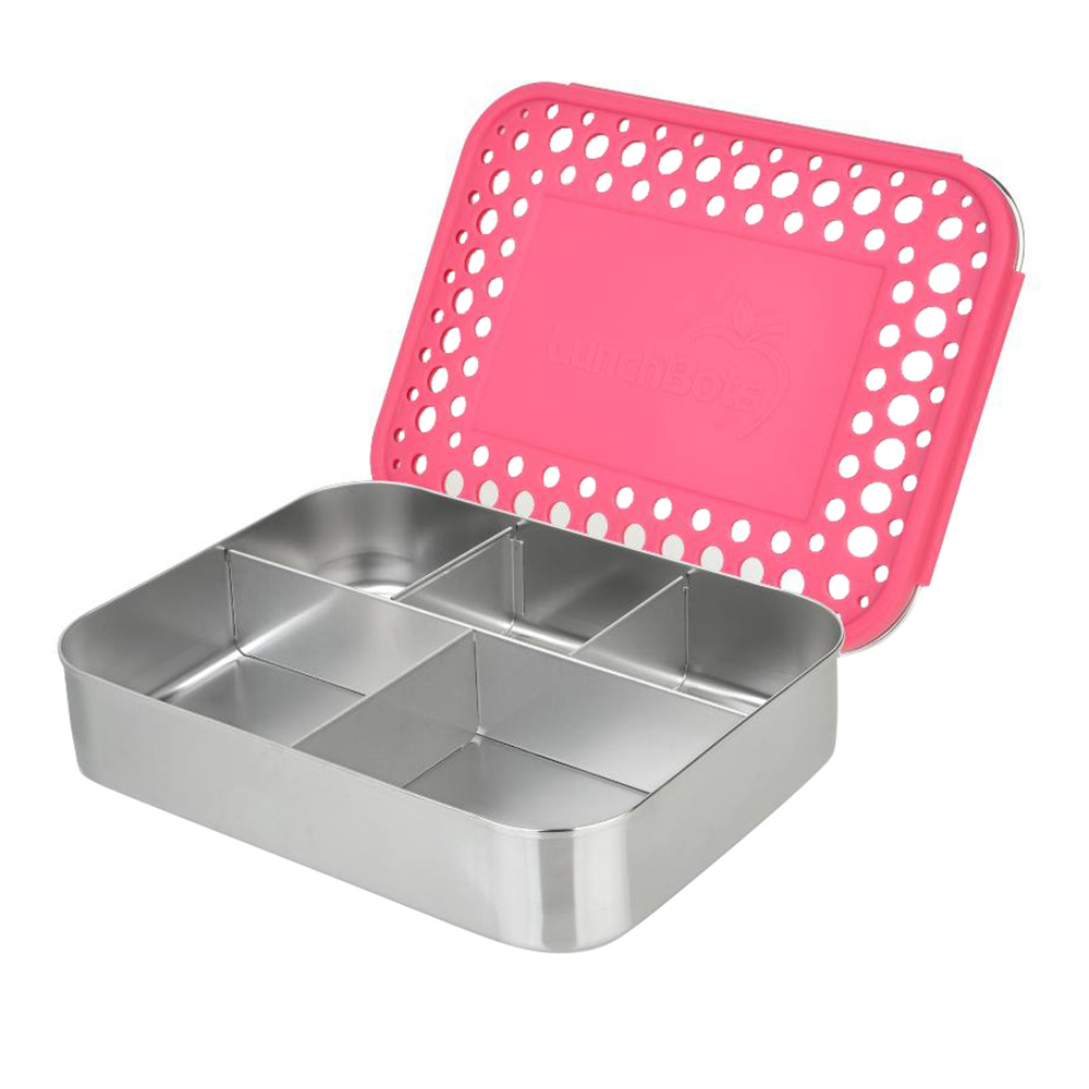 لانشبوتس - صندوق غداء خماسي ستانلس ستيل - 940 مل - زهري