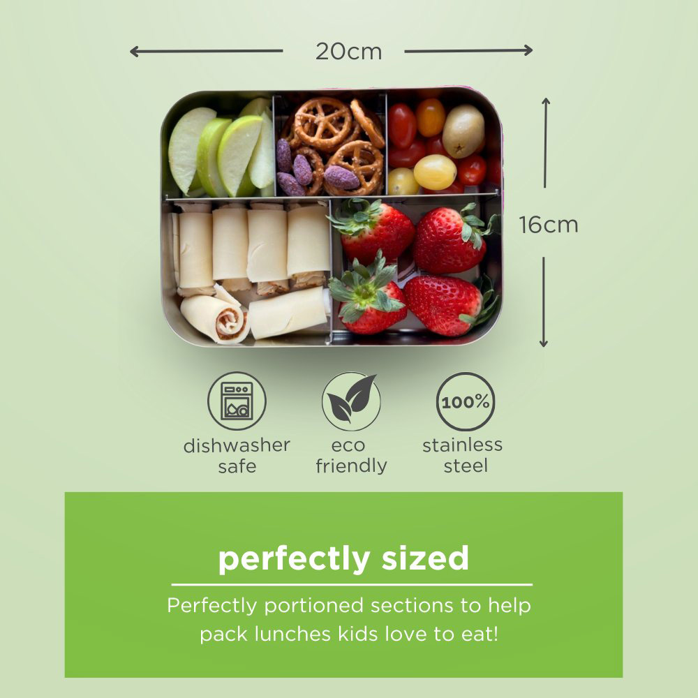 لانشبوتس - صندوق غداء خماسي ستانلس ستيل - 940 مل - زهري