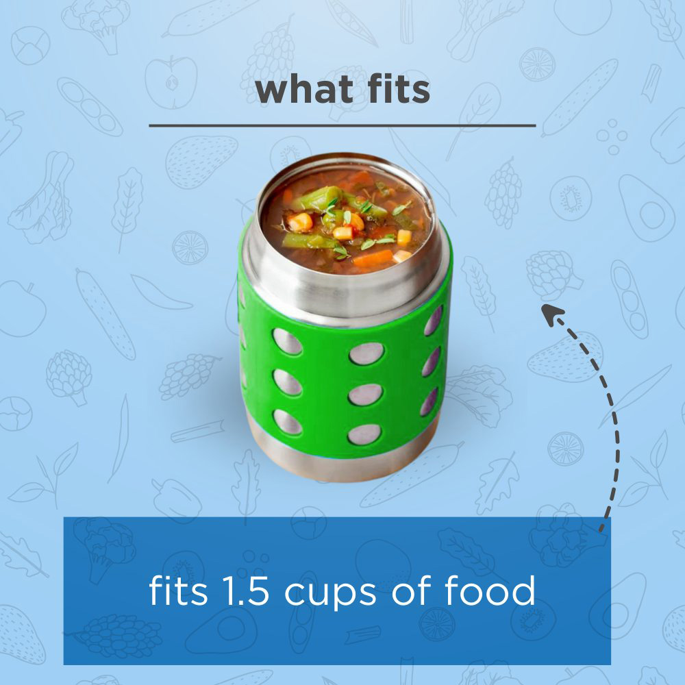 Lunchbots - Thermal Dots Food Jar - Stainless Steel - 350ml - Green