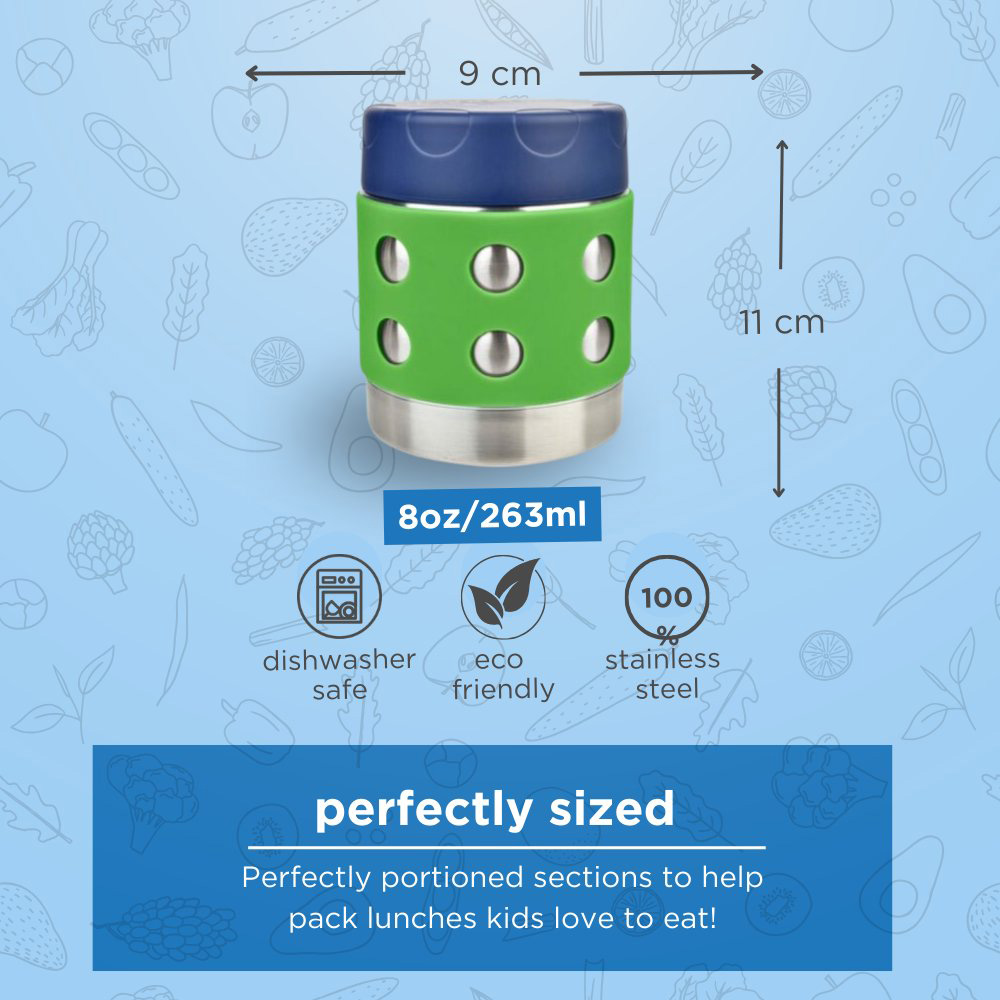 لانشبوتس - وعاء حراري دوتس لحفظ الطعام - ستانلس ستيل - 260 مل- اخضر