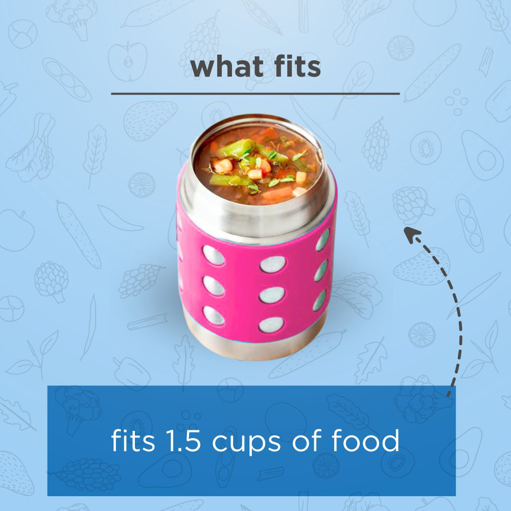 لانشبوتس - حافظة طعام حرارية بنقاط - ستانلس ستيل - 350 مل - زهري