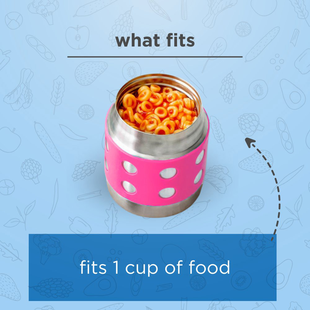 لانشبوتس - حافظة طعام حرارية بنقاط - ستانلس ستيل - 260 مل - زهري