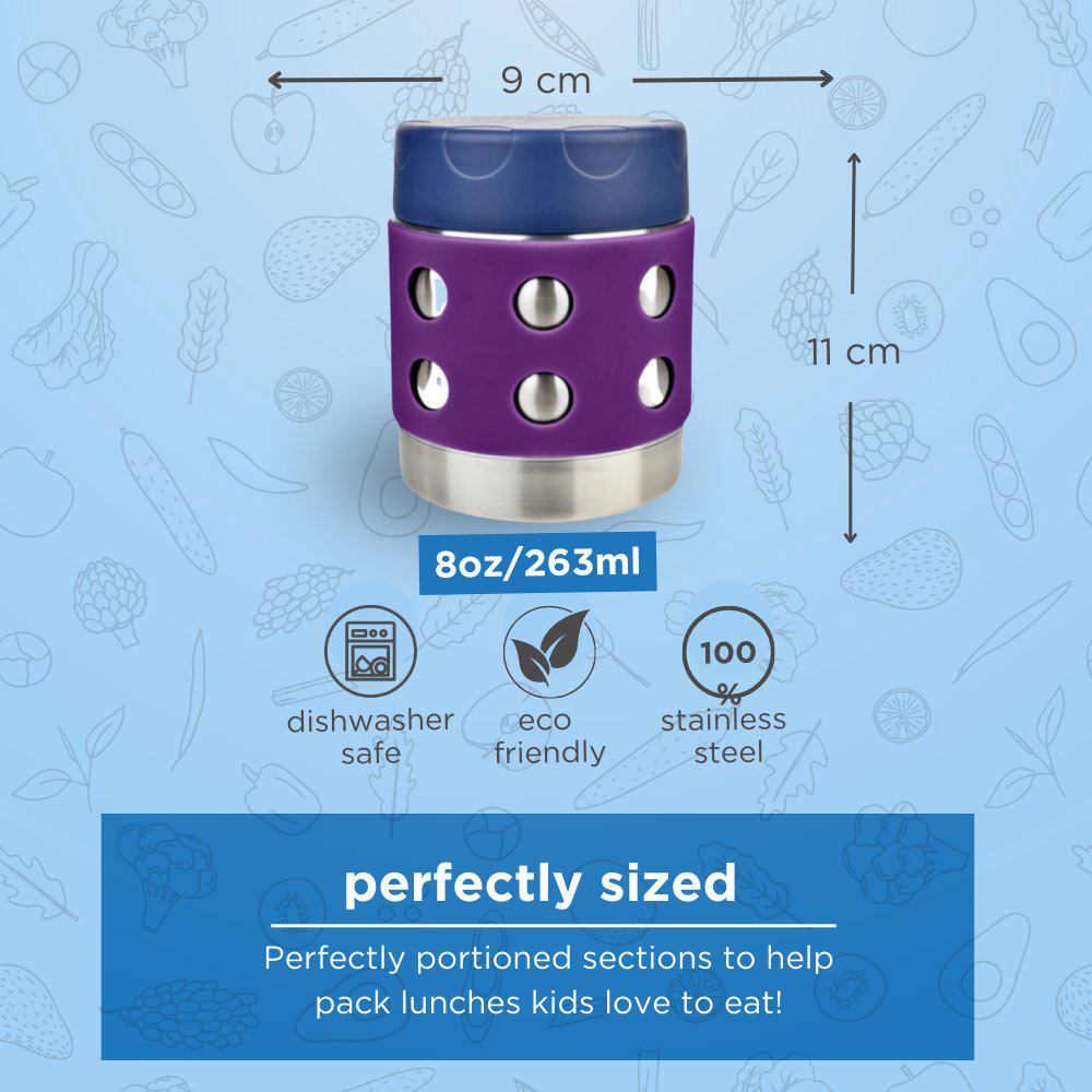 لانشبوتس - وعاء حراري دوتس لحفظ الطعام - ستانلس ستيل - 260 مل- ازرق