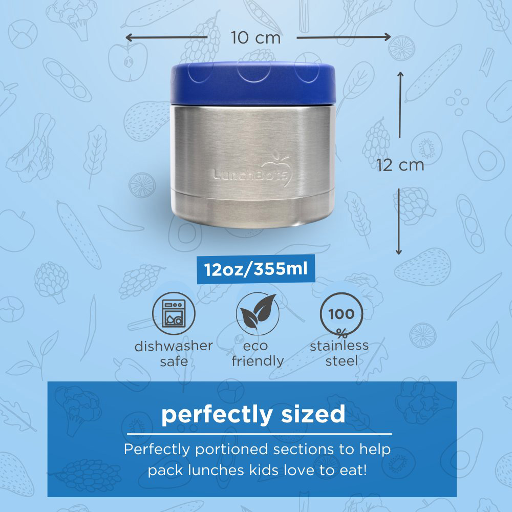 Lunchbots - Wide Thermal Food Jar - Stainless Steel - 350ml - Navy