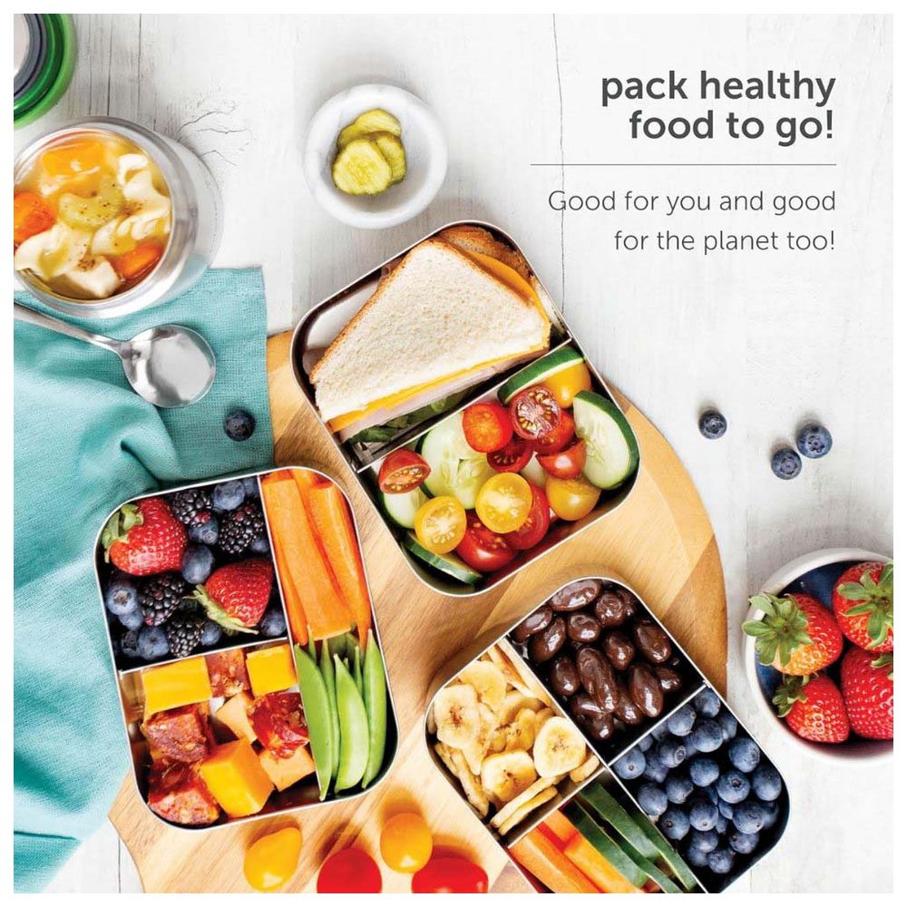 لانشبوتس - صندوق غداء ستانلس ستيل ثلاثي - 940 مل - أخضر