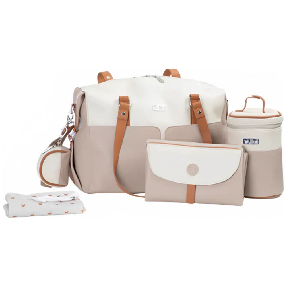 Jikel Diaper Bag With Changing Mat Pacifier and Bottle Storage - Beige