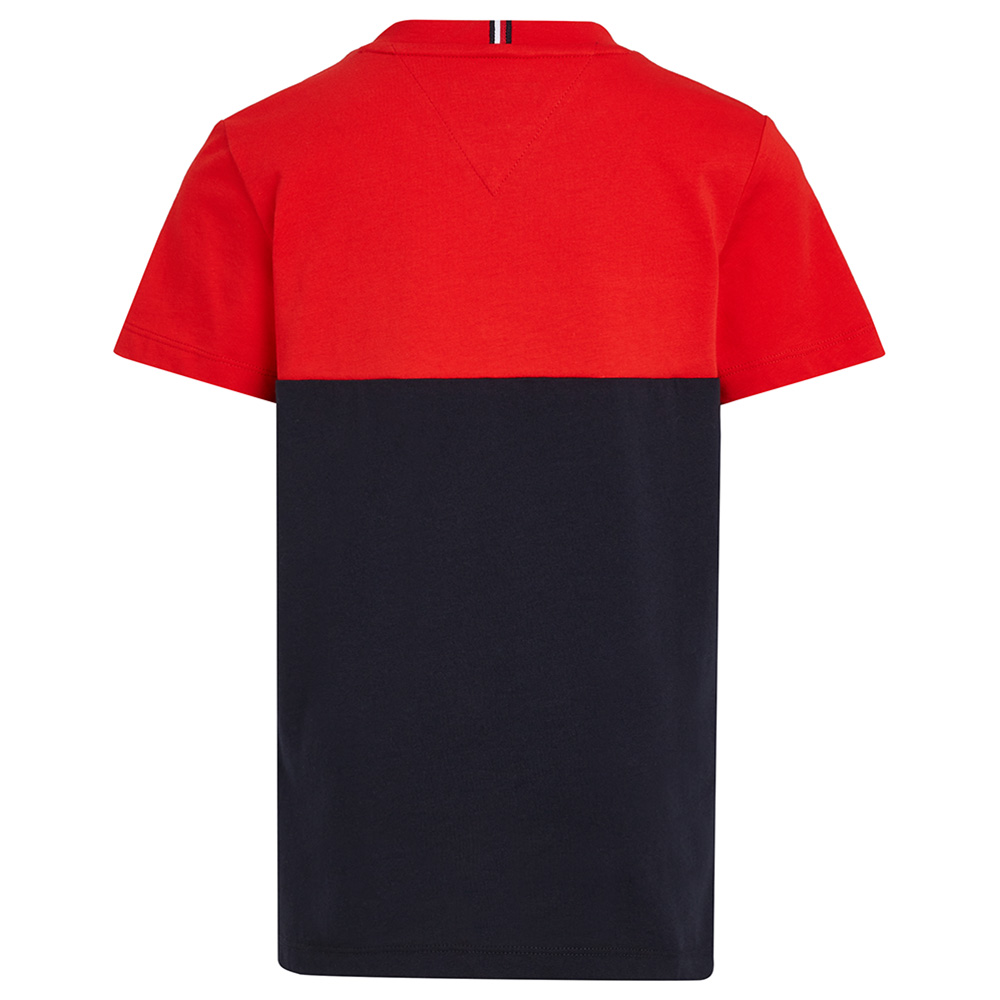 تومي هيلفيغر - تي شيتر كم قصير - ألوان متباينة - أحمر