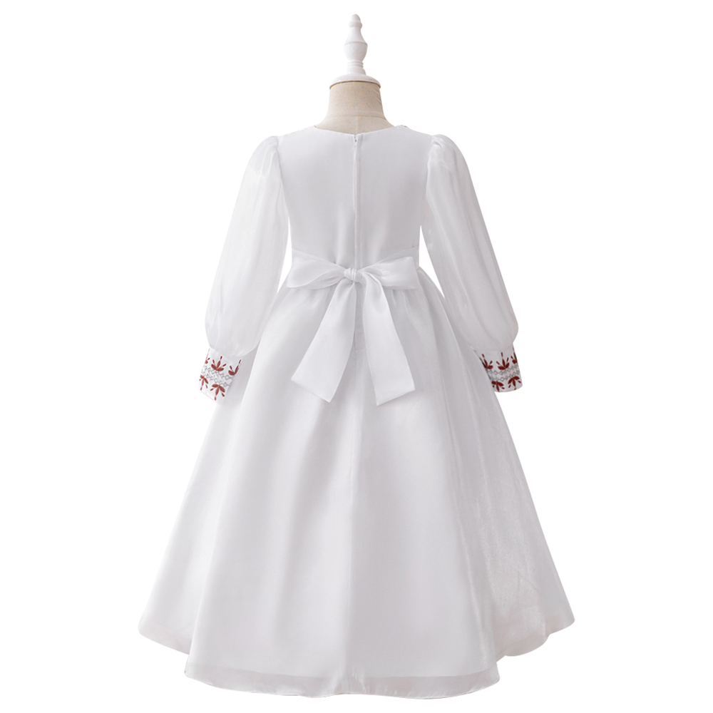 دي'دانييلا - جلابية مريم مطرزة مع حزام ربط - أبيض