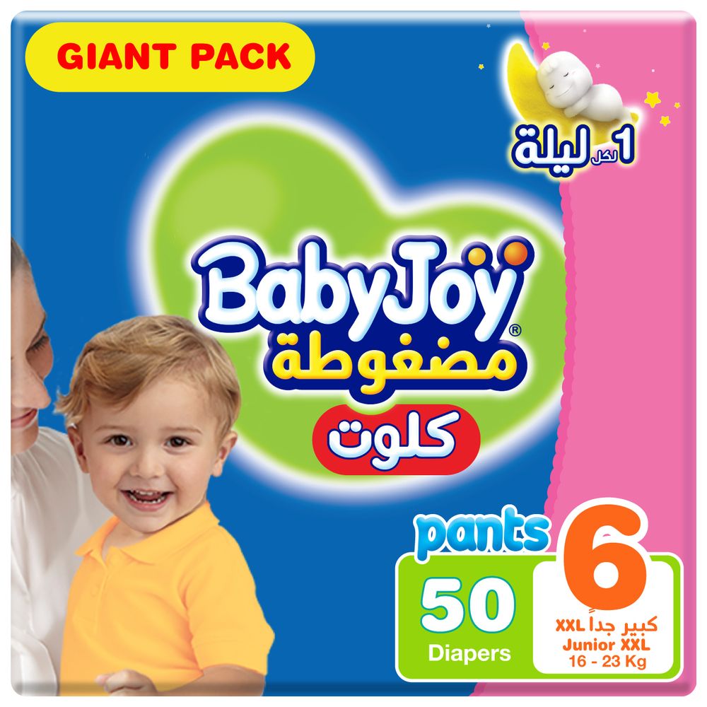 BabyJoy - Compressed Culotte Pants Diaper, Size 6, Junior XXL, 16-23 kg, Giant Pack - 50 Pcs