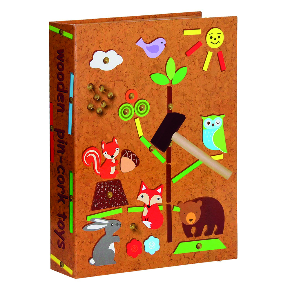 Andreu Toys - Wooden Pin-Cork Forest Friends Tap A Shape Set