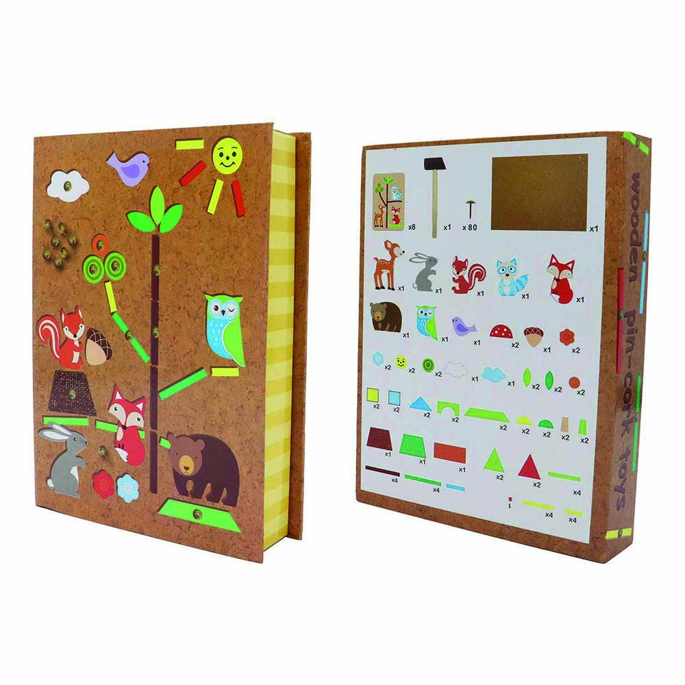 Andreu Toys - Wooden Pin-Cork Forest Friends Tap A Shape Set