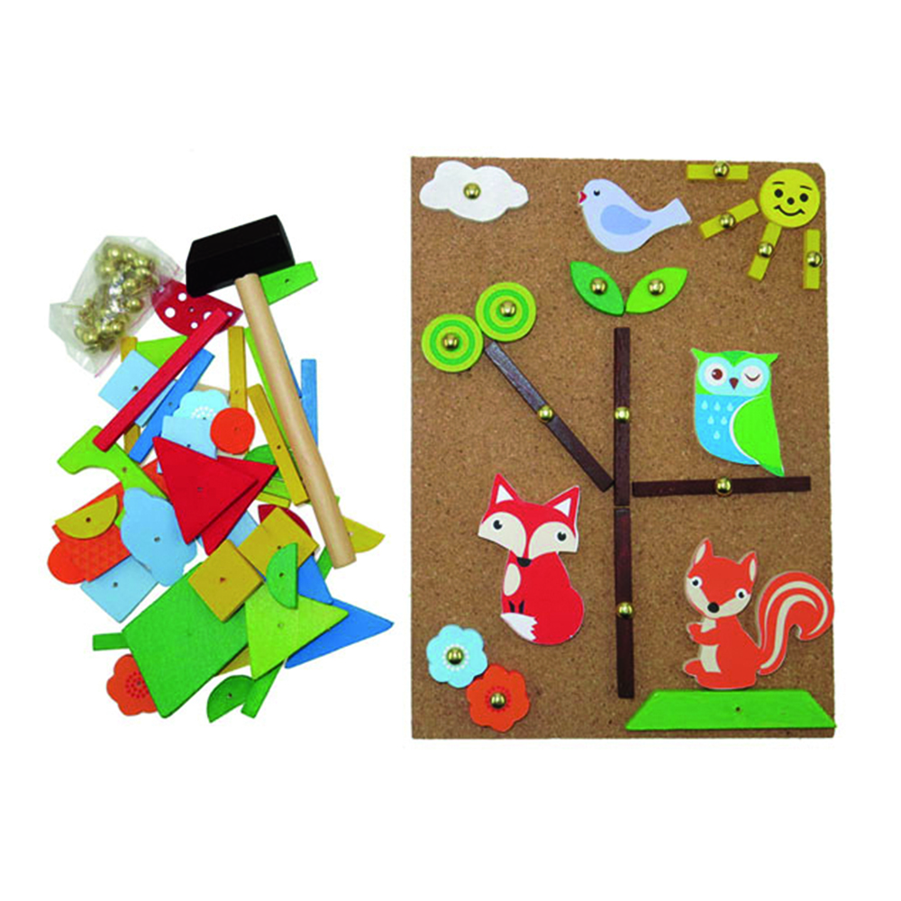 Andreu Toys - Wooden Pin-Cork Forest Friends Tap A Shape Set