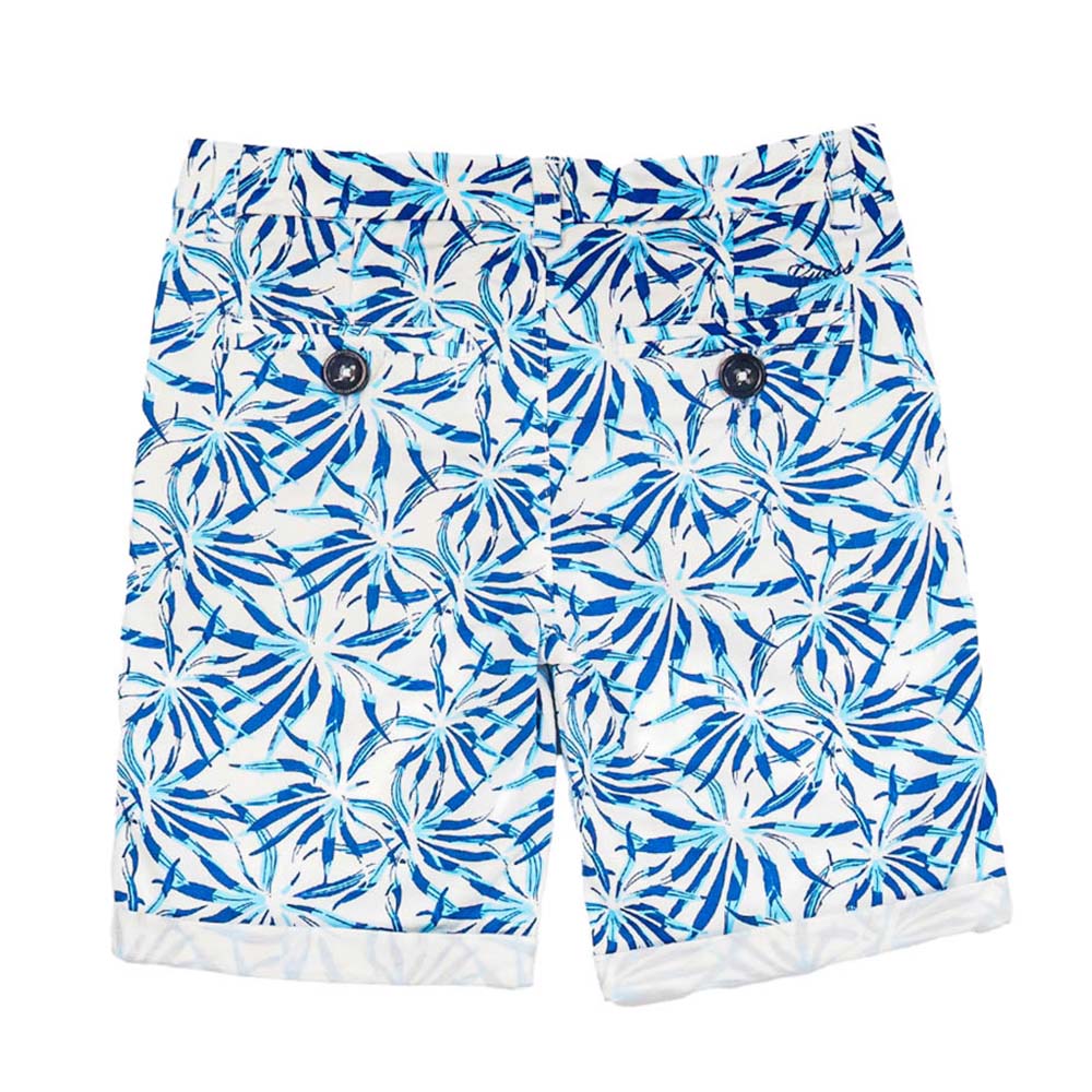 Guess - Poplin Printed Bermuda - Blue/White Leaves