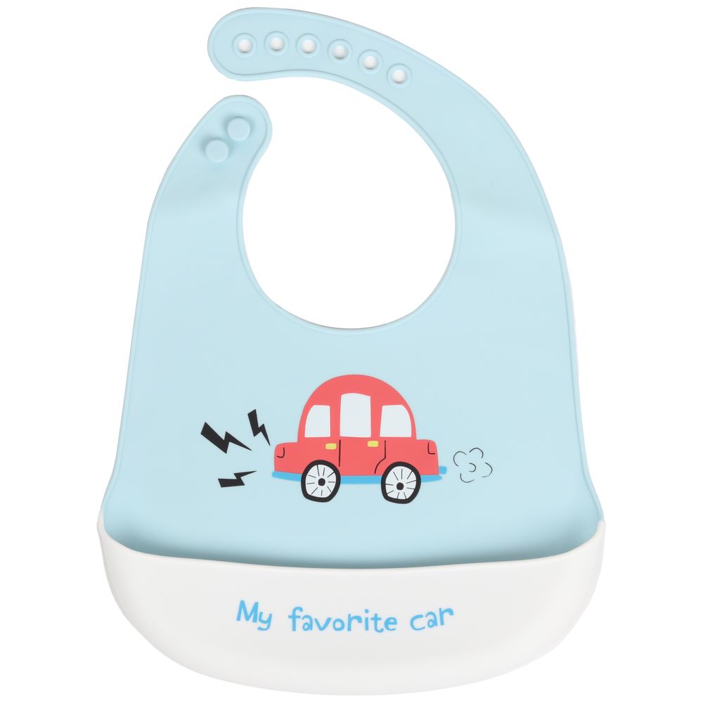Little Angel My Favourite Car Silicone Baby Bib For Babies - Sky Blue