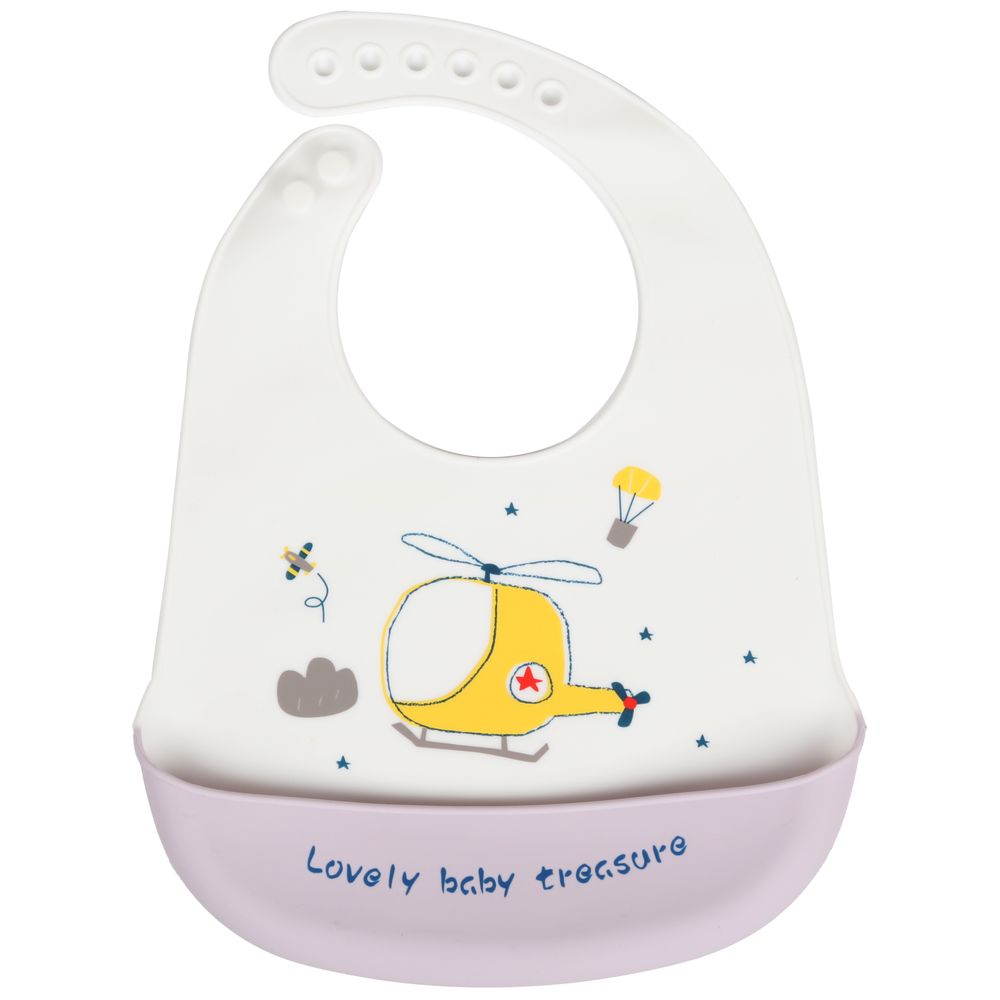 ليتل أنجل - مريلة أطفال سيليكون بتصميم ملاك صغير - أبيض/أرجواني